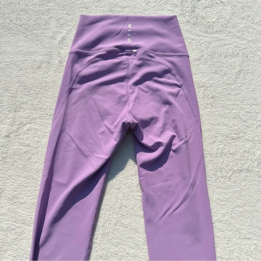 NWT Wilo the Label Ribbed Ruched Ankle Purple Leggings